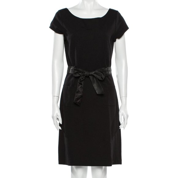 THEORY Black Bateau Neckline Knee-Length Dress M - Picture 1 of 2
